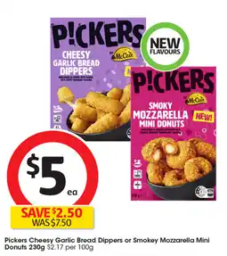 Coles Pickers Cheesy Garlic Bread Dippers or Smokey Mozzarella Mini Donuts offer