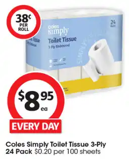 Coles Coles Simply Toilet Tissue 3-Ply offer