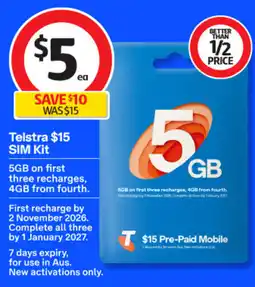 Coles Telstra $15 SIM Kit offer