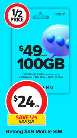 Coles Belong $49 Mobile SIM offer