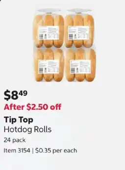 Costco Tip Top Hotdog Rolls offer