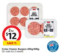 Coles Coles Classic Burgers offer