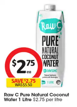 Coles Raw C Pure Natural Coconut Water offer