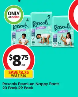 Coles Rascals Premium Nappy Pants offer