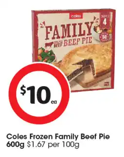 Coles Coles Frozen Family Beef Pie offer