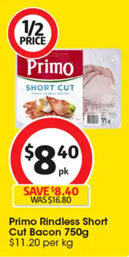 Coles Primo Rindless Short Cut Bacon offer
