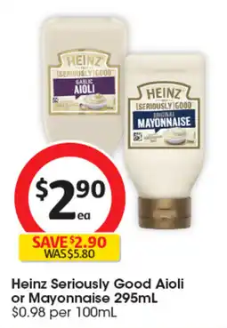 Coles Heinz Seriously Good Aioli or Mayonnaise offer