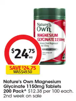 Coles Nature's Own Magnesium Glycinate 1150mg Tablets offer