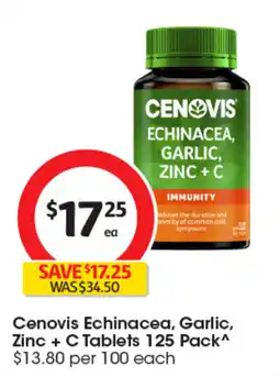 Coles Cenovis Echinacea, Garlic, Zinc + C Tablets offer