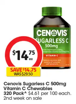 Coles Cenovis Sugarless C 500mg Vitamin C Chewables offer
