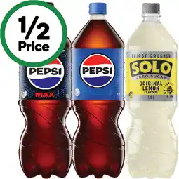 Woolworths Pepsi, Solo, Sunkist or Mountain Dew Soft Drink Varieties 1.25 Litre offer