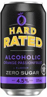 Coles NEW Hard Rated Orange Passionfruit Zero Sugar Cans offer