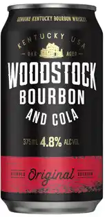 Coles Woodstock Bourbon & Cola 4.8% Cans offer