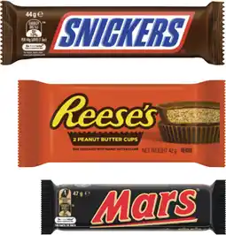 Coles Reese's or Mars Chocolate Bar 35g-50g offer