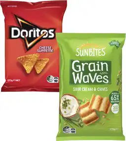 Coles Doritos Corn Chips or Sunbites Grain Waves 150g-170g offer