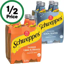 Woolworths Schweppes Mixers or Mineral Water 4 x 300ml offer