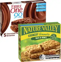 Coles Fibre One Bars or Squares 105g-120g or Nature Valley Crunchy Bars 252g offer