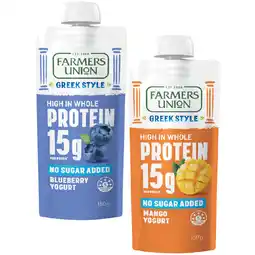 Woolworths Farmers Union Protein Yoghurt Pouch 150g offer