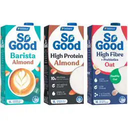Woolworths Sanitarium So Good Long Life High Protein, High Fibre or Barista Almond or Oat Milk 1 Litre offer