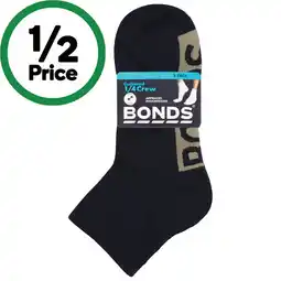 Woolworths Bonds Men’s Cushioned 1/4 Crew Socks – Assorted offer