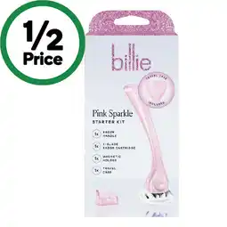 Woolworths Billie Pink Sparkle Razor Starter Kit with Travel Cap offer
