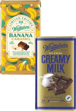 Coles Whittaker's Block Chocolate-250g offer