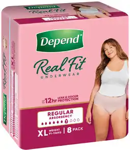 Coles Depend Real Fit Underwear for Women Size XL offer