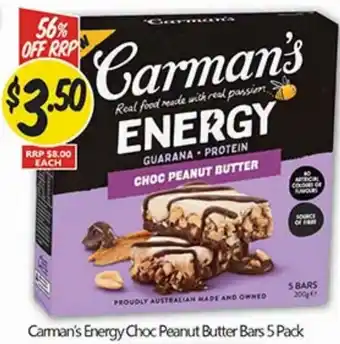 Carman's Energy Choc Peanut Butter