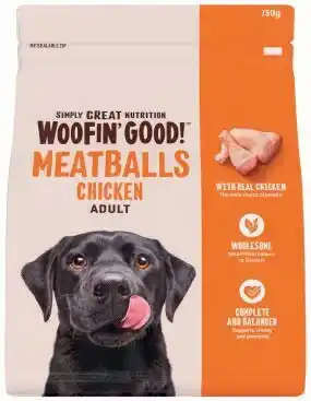 Coles Woofinu2019 Good Meatballs Dog Food 750g offer