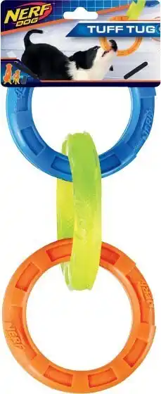 Nerf Dog 11.5u201d TPR 3-Ring Tug Dog Toy 1 Pack