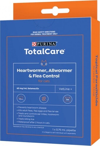 Coles Purina Total Care Cat Treatment Heartwormer, Allwormer & Flea Control 1 Pack offer
