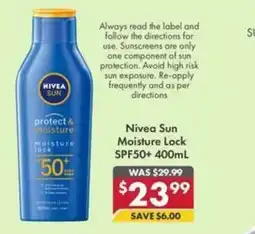 Pharmacy4Less Nivea Sun Moisture Lock offer