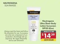 Pharmacy4Less Neutrogena Ultra Sheer Body Lotion Sunscreen offer
