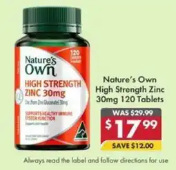 Pharmacy4Less Nature's Own High Strength Zinc 30mg offer