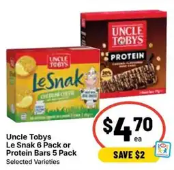 Ritchies Uncle Tobys Le Snak or Protein Bars offer