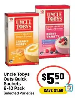 Ritchies Uncle Tobys Oats Quick Sachets offer