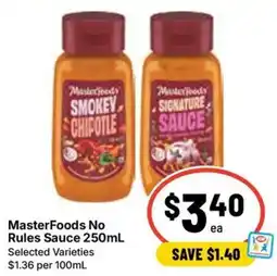 Ritchies MasterFoods No Rules Sauce offer