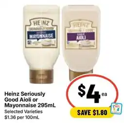 Ritchies Heinz Seriously Good Aioli or Mayonnaise offer