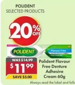 Pharmacy4Less Polident Flavour Free Denture Adhesive Cream offer