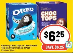 Ritchies Cadbury Choc Tops or Oreo Cookie Top Ice Cream Cones offer