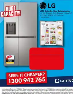 The Good Guys LG 641L Side-By-Side Refrigerator offer