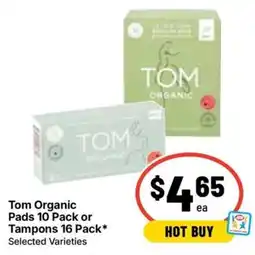 Ritchies Tom Organic Pads or Tampons offer