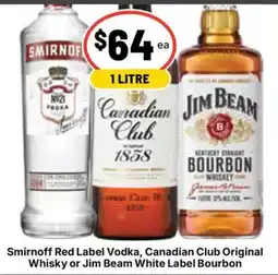 Ritchies Smirnoff Red Label Vodka, Canadian Club Original Whisky or Jim Beam White Label Bourbon offer