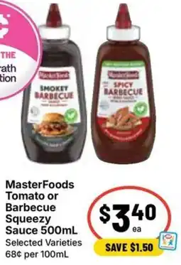 Ritchies MasterFoods Tomato or Barbecue Squeezy Sauce offer