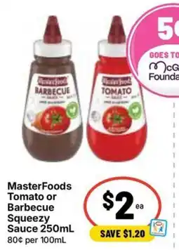 Ritchies MasterFoods Tomato or Barbecue Squeezy Sauce offer