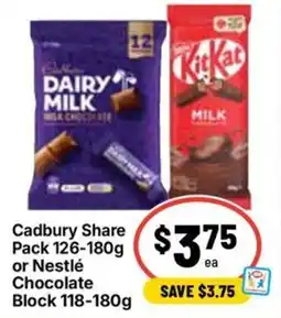 Ritchies Cadbury Share Pack or Nestlé Chocolate Block offer