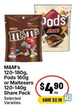 Ritchies M&M's Pods or Maltesers Share Pack offer