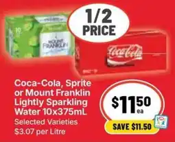 Ritchies Coca-Cola, Sprite or Mount Franklin Lightly Sparkling Water offer