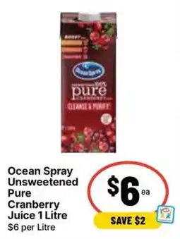 Ritchies Ocean Spray Unsweetened Pure Cranberry Juice offer