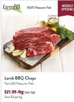Tasman Butchers Lamb BBQ Chops Farm88 Pasture-Fed offer
